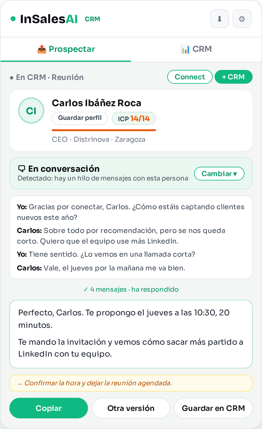 Respuesta a partir del hilo