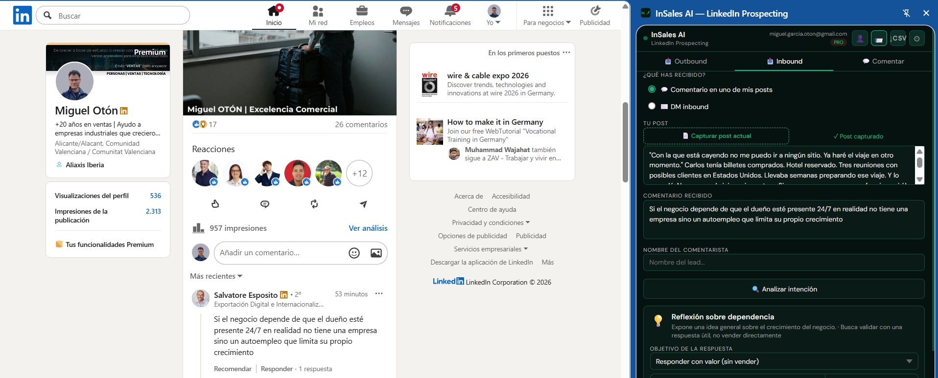 Modo Inbound — comentario en post capturado y respuesta generada